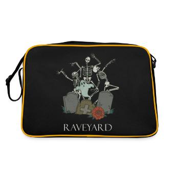 Funny Skeleton Raving Rave Heavy Metal Goth - Retro Bag - black/gold - Back