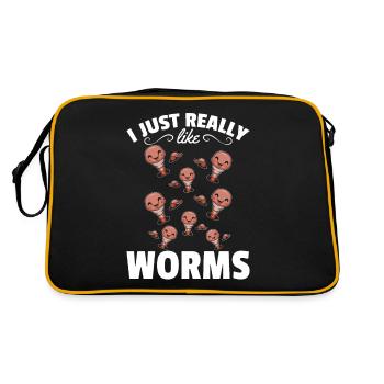 Compost worm lover Happy Worm I like worms - Retro Bag - black/gold - Back