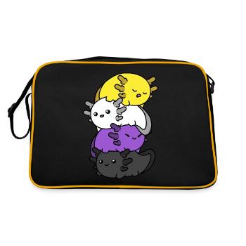 Kawaii Axolotl Pile Drapeau non binaire Nonbinä - Sac Retro - noir/or - Dos