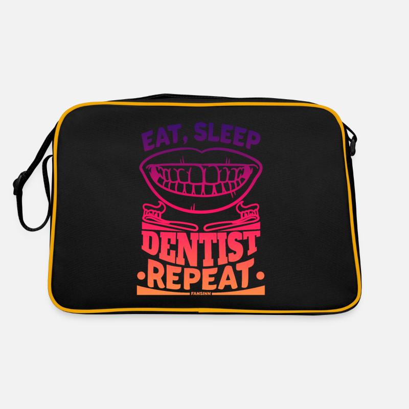 Manger Sommeil Dentiste Répéter Zahnarzt - Sac Retro - noir/or