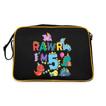 Rawr Je suis 5 | | de dinosaures Rawr 5ème anniversaire - Sac Retro - noir/or - Dos