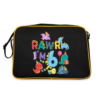 Rawr Je suis 6 | | de dinosaures Rawr 6ème anniversaire - Sac Retro - noir/or - Dos