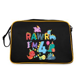 Rawr Je suis 4 | | de dinosaures Rawr 4ème anniversaire - Sac Retro - noir/or - Dos