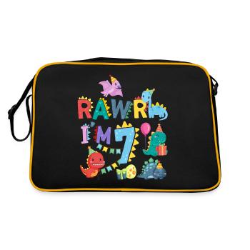 Rawr Je suis 7 | | de dinosaures Rawr 7ème anniversaire - Sac Retro - noir/or - Dos