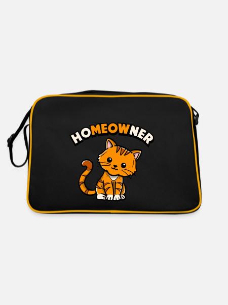 | propriétaire Chemise de chat mignonne | Tshirt Amoureux des Chats | - Sac Retro - noir/or - Dos
