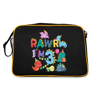 Rawr Je suis 3 | | de dinosaures Rawr 3ème anniversaire - Sac Retro - noir/or - Dos