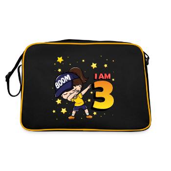 Boom I'm 3 | Birthday Girl | 3rd Birthday Party - Retro Tasche - Schwarz/Gold - Hinten