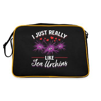 Sea urchin Sea creature I just like sea urchins - Retro Bag - black/gold - Back