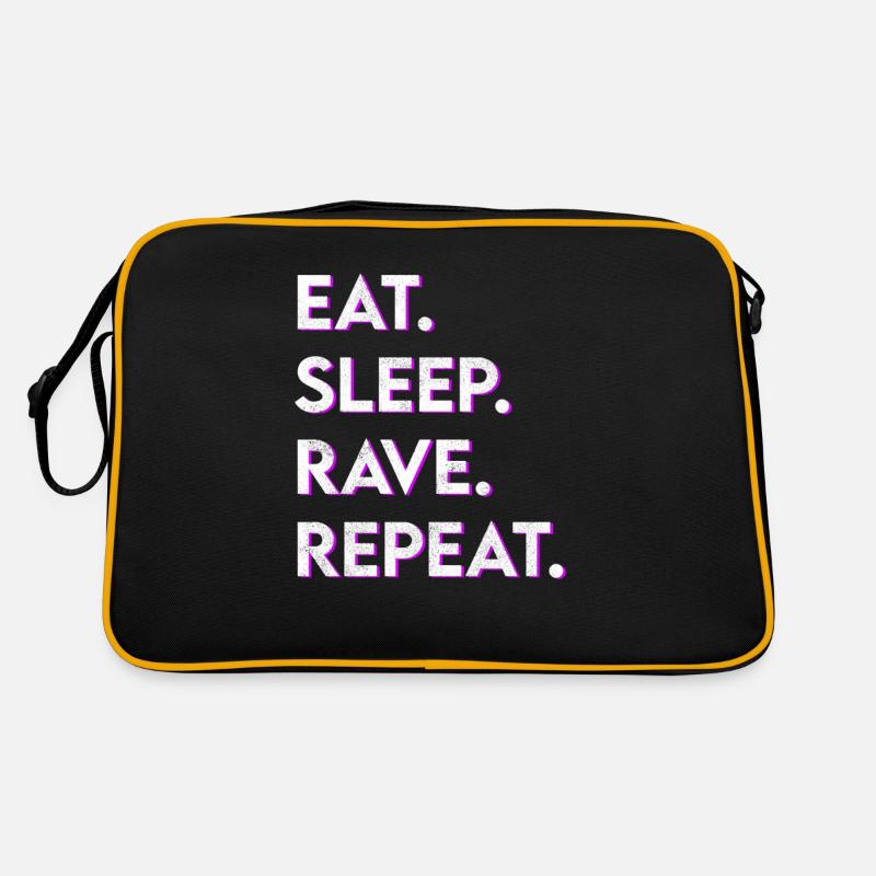 eat sleep rave repeat Retro Tasche