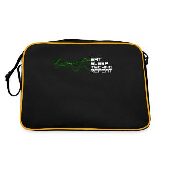 eat sleep techno repeat - Retro Tasche - Schwarz/Gold - Hinten