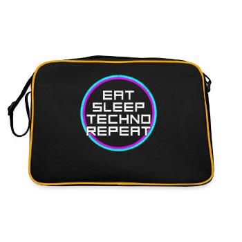 eat sleep techno repeat - Retro Tasche - Schwarz/Gold - Hinten