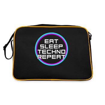 eat sleep techno repeat - Retro Tasche - Schwarz/Gold - Hinten