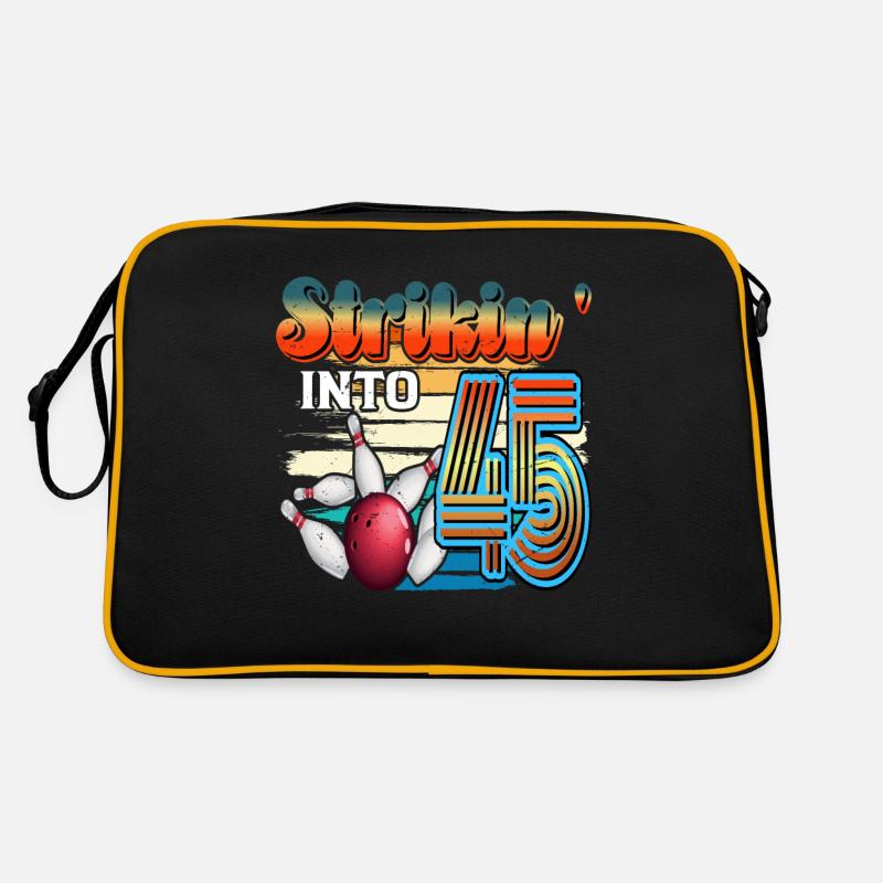 Célébration du Bowling Bowler Strikin' Into 45 pour le 45e anniversaire du 45e anniversaire du Bowling Bowler Sac Retro