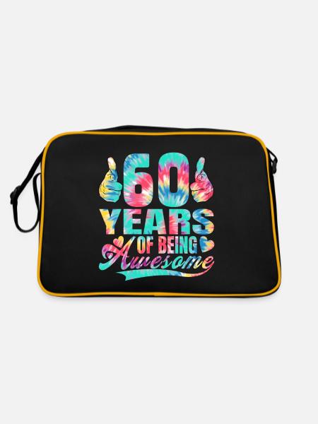 60. Geburtstag Oder Jahrestag 60 Years Of Being - Retro Tasche - Schwarz/Gold - Hinten
