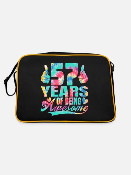57th birthday or anniversary 57 years of being - Retro Bag - black/gold - Back