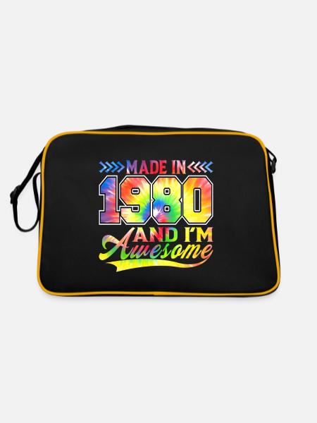 Fabriqué en 1980 et je suis un spectre de couleurs génial - Sac Retro - noir/or - Dos
