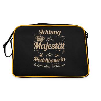 Technischer Frauen-Majestät Damen Modellbauerin - Retro Tasche - Schwarz/Gold - Hinten