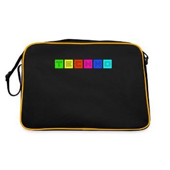 Techno - Retro Tasche - Schwarz/Gold - Hinten