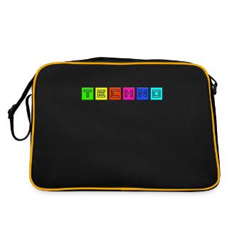 Techno - Retro Tasche - Schwarz/Gold - Hinten