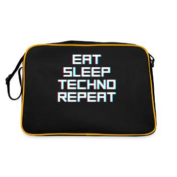eat sleep techno repeat - Retro Tasche - Schwarz/Gold - Hinten