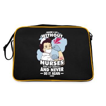 Imagine A Life Without Nurses Now Slap Yourself An - Retro Tasche - Schwarz/Gold - Hinten