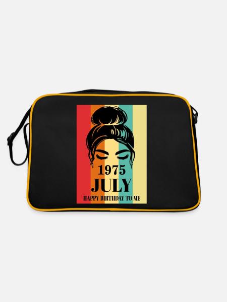 July 1975 Happy Birthday To Me - Retro Tasche - Schwarz/Gold - Hinten