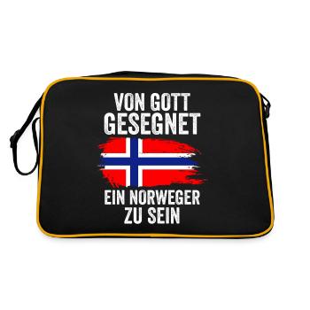 Skandinavien Norwegen Norweger Norwegisch - Retro Tasche - Schwarz/Gold - Hinten