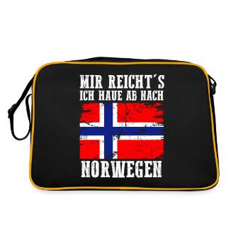 Skandinavien Norwegen Norweger Norwegisch - Retro Tasche - Schwarz/Gold - Hinten