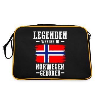 Skandinavien Norwegen Norweger Norwegisch - Retro Tasche - Schwarz/Gold - Hinten