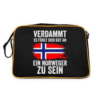 Skandinavien Norwegen Norweger Norwegisch - Retro Tasche - Schwarz/Gold - Hinten
