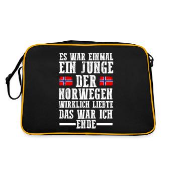 Skandinavien Norwegen Norweger Norwegisch - Retro Tasche - Schwarz/Gold - Hinten