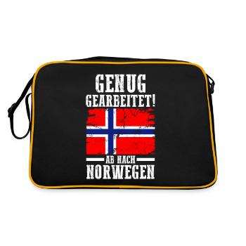 Skandinavien Urlaub Norweger Norwegen - Retro Tasche - Schwarz/Gold - Hinten