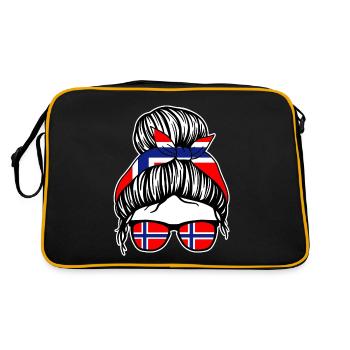 Skandinavien Norweger Norwegisch Norwegen - Retro Tasche - Schwarz/Gold - Hinten