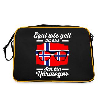 Skandinavien Norweger Norwegisch Norwegen - Retro Tasche - Schwarz/Gold - Hinten
