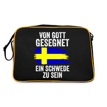 Skandinavien Schweden Schwede Schwedisch - Retro Tasche - Schwarz/Gold - Hinten