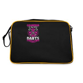 Grand-mère est mon nom Darts est mon jeu Joueur de fléchettes - Sac Retro - noir/or - Dos