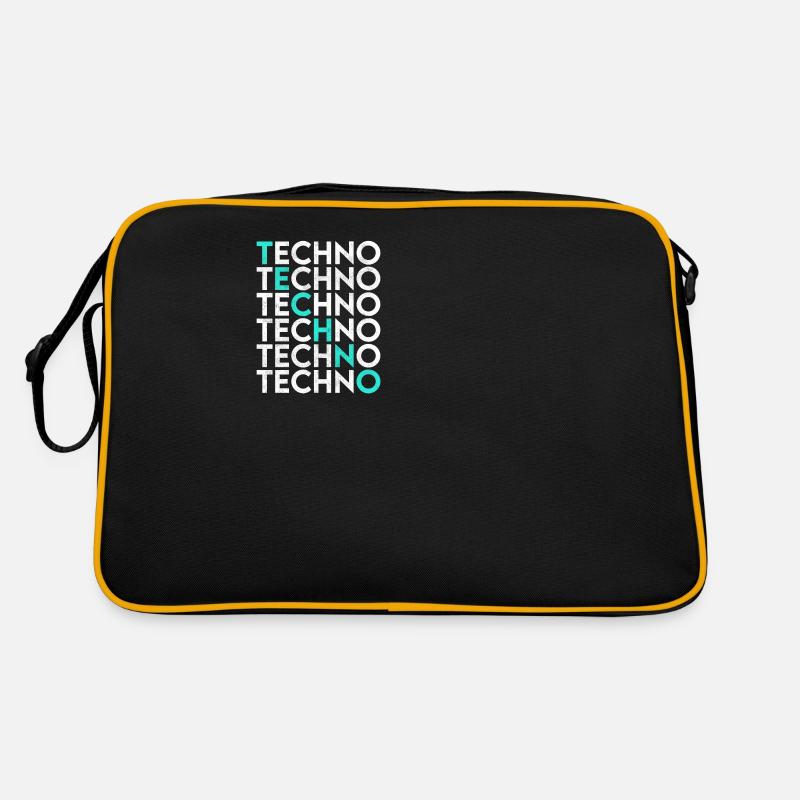 Techno - Retro Tasche - Schwarz/Gold
