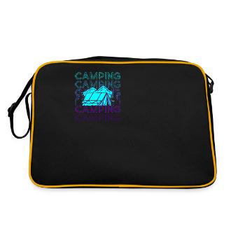 Camping Wohnmobil Camp Retro Geschenk - Retro Tasche - Schwarz/Gold - Hinten