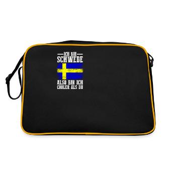 Skandinavien Schweden Schwede Schwedisch - Retro Tasche - Schwarz/Gold - Hinten