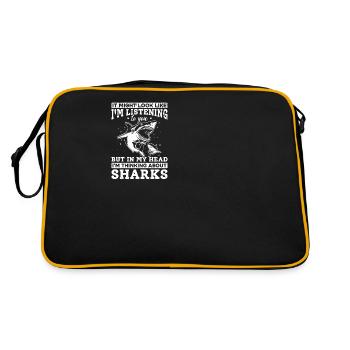 Requin Mais je pense aux requins dans ma tête - Sac Retro - noir/or - Dos