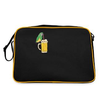 Papagei Bier Papagei Vogelliebhaber Lustiger - Retro Tasche - Schwarz/Gold - Hinten