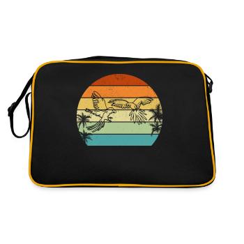 Macaw Bird Lover Papagei Vogel Sonnenuntergang Pap - Retro Tasche - Schwarz/Gold - Hinten
