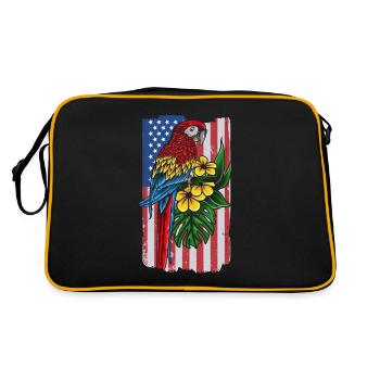 USA Flag Parrot Bird Lover Parrot Bird - Retro Bag - black/gold - Back