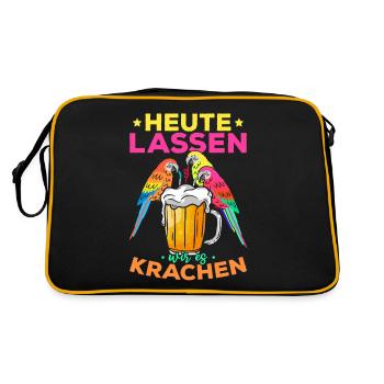 Heute Lassen Wir Es Krachen Lustige Papageien - Retro Tasche - Schwarz/Gold - Hinten