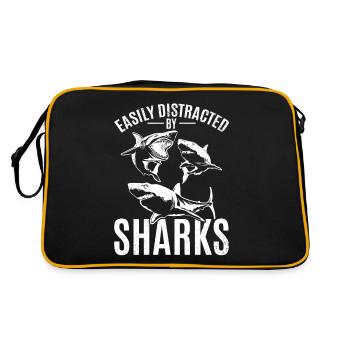 Shark Great White Shark Love Ich werde leicht von - Retro Tasche - Schwarz/Gold - Hinten