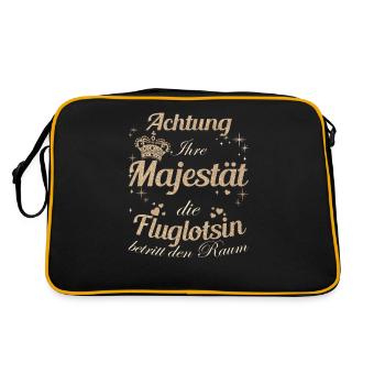 Flugzeug-Lotse Frauen-Majestät Damen Fluglotsin - Retro Tasche - Schwarz/Gold - Hinten