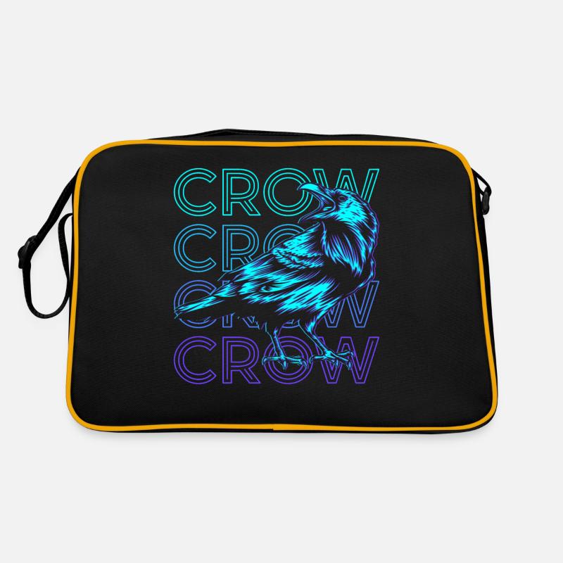 Krähe Rabe Retro Geschenk - Retro Tasche - Schwarz/Gold