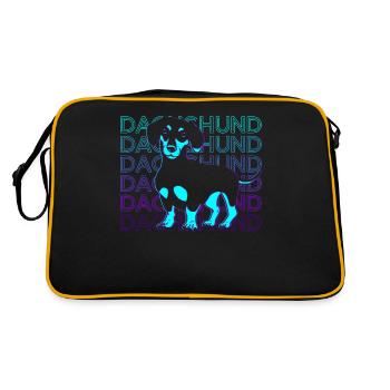 Dackel Retro Geschenk - Retro Tasche - Schwarz/Gold - Hinten
