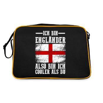 England Engländer Englisches - Retro Tasche - Schwarz/Gold - Hinten