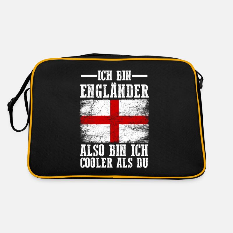 England Engländer Englisches - Retro Tasche - Schwarz/Gold